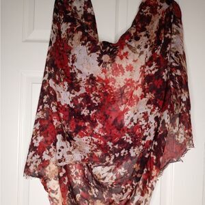 Dana Buchman Scarf Women' Multicolored AutumnColorsFloralPrint Polyester 28"×71"